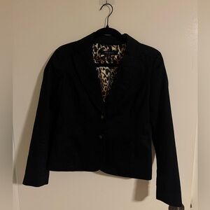 Nine West Black Blazer with Animal Print Lining